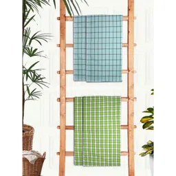 Athom Living Green & White 4 Printed Cotton 210 GSM Bath Towel-picture-24