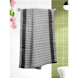 Athom Living Grey & White Checked Cotton 210 GSM Bath Towel-picture-29