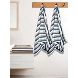 Athom Living Iris Grey Melange & Black 4 Pieces Striped Cotton 210 GSM Bath Towels-picture-32