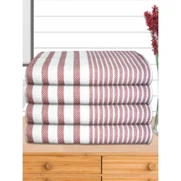 Athom Living Maroon & White 4 Pieces Striped Cotton 210 GSM Bath Towel-picture-20