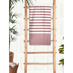 Athom Living Maroon & White Striped Cotton 210 GSM Bath Towel-picture-21