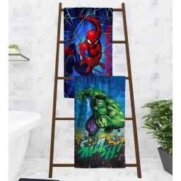 athom living Marvel Hulk & Spiderman Kids Multicolor 350 GSM Cotton Towels (Set Of 2)-picture-36