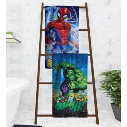 athom living Marvel The Hulk & Spiderman Kids Multicolor 350 GSM Cotton Towels (Set Of 2)-picture-39