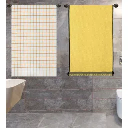 athom living Multicolor 100% Cotton Patterned 220 GSM Bath Towels (set of 2)-picture-36