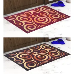 athom living Multicolor Abstract Nylon 14x22 Inches AntiSkid 2 Door Mats-picture-34