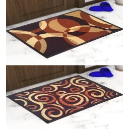 athom living Multicolor Abstract Nylon 14x22 Inches AntiSkid 2 Door Mats-picture-26