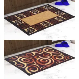 athom living Multicolor Abstract Nylon 14x22 Inches AntiSkid 2 Door Mats-picture-27