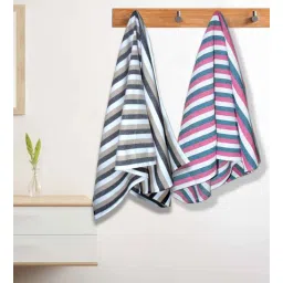 athom living Multicolour Cotton Striped 220 GSM Bath Towels 2 Pc-picture-10