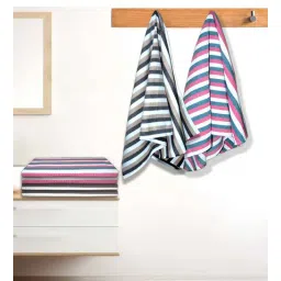 athom living Multicolour Cotton Striped 220 GSM Bath Towels 6 Pc-picture-13