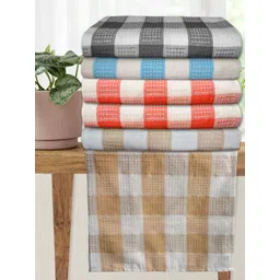 Athom Living Premium Blue & Orange Colored 6 Pieces Printed Cotton 210 GSM Bath Towels-picture-37