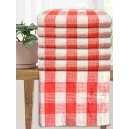 Athom Living Red & White 5 Printed Cotton 210 GSM Bath Towel-picture-33