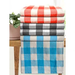 Athom Living White & Blue 5 Printed Cotton 210 GSM Bath Towel-picture-36