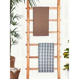 Athom Living White & Brown 2Pieces Printed Cotton 210 GSM Bath Towels-picture-21