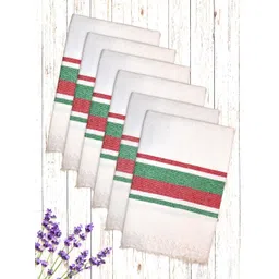 Athom Living White & Green 5 Pieces Striped Cotton 210 GSM Bath Towels-picture-42