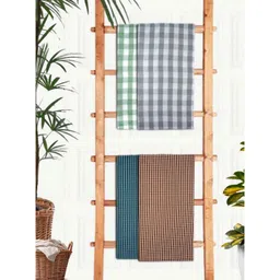 Athom Living White & Grey 4 Printed Cotton 210 GSM Bath Towel-picture-38