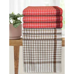 Athom Living White & Red 5 Printed Cotton 210 GSM Bath Towel-picture-34