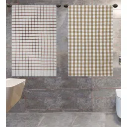 Multicolor 100% Cotton Patterned 220 GSM Bath Towels (set of 2) by Athom Living-picture-34