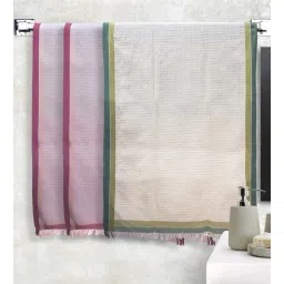 Multicolor 100% Cotton Solid 220 GSM Towels (set of 3) by Athom Living-picture-39