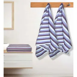 Violet Cotton Striped 220 GSM Bath Towels 4 Pc-image-28