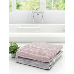 athom trendz Athome by Nilkamal Set Of 2 Striped Cotton 210 GSM Bath Towels-picture-22