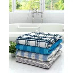 Athom Trendz Pack Of 4 Checked Pure Cotton 210 GSM Bath Towel-picture-36