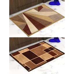 Athom Trendz Set of 2 Beige & Brown Printed Premium Anti Slip Doormats-picture-25