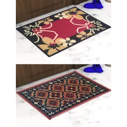 Athom Trendz Set Of 2 Blak & Brown Printed Anti Skid Door Mats-picture-26