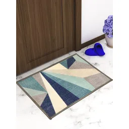 Athom Trendz Set Of 2 Blue & Cream-Coloured Colour-Blocked Anti-Skid Doormats-picture-37