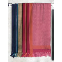 Athom Trendz Set Of 5 Pink & White High Absorbant Bath Towel-picture-25