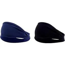 ATHRAVFIT Women Sports Headband, Elastic Fully Spendex Pure Cotton Lycra Workout Headbands Combo Pack of 2 (Black & Navy Blue)-picture-13