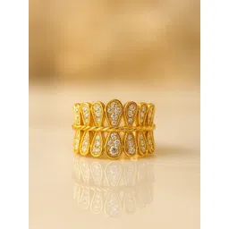 ATIBELLE Gold-Plated Cubic Zirconia Studded Adjustable Finger Ring-picture-26