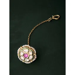 ATIBELLE Gold-Plated Kundan Studded Maang Tikka Head Jewellery-picture-23