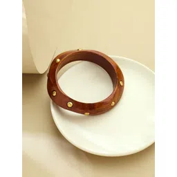 ATIBELLE Gold-Plated Square Twisted Shaped Wooden Bangle-picture-20