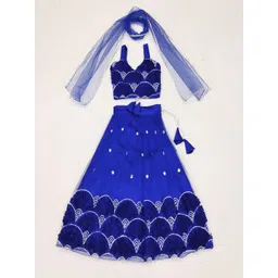 Atierking Girls Embroidered Sequinned Ready to Wear Lehenga & Blouse With Dupatta-picture-17