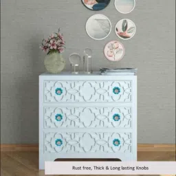 Atom 1.25 Inch Blue Crystal Glass Melon Marigold Flower Cabinet Door knob image 3