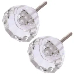 Atom 1.25 Inch Clear Crystal Glass Flower Cabinet Door knob (Pack of 2)-picture-31