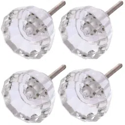 Atom 1.25 Inch Clear Crystal Glass Flower Cabinet Door knob (Pack of 4)-picture-18
