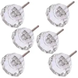 Atom 1.25 Inch Clear Crystal Glass Flower Cabinet Door knob (Pack of 6)-picture-38