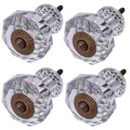 Atom 1.25 Inch Clear Small Crystal Glass Chinapin Cabinet Door knob (Pack of 4)-picture-30