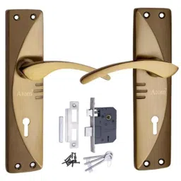 ATOM 7 inch Brass &a; Iron Black Gold Finish Mortise Door Lock Set, MH-1003-KY-BG-picture-29
