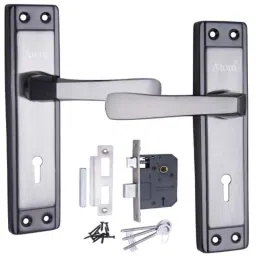 ATOM 8 inch Brass &a; Iron Black Silver Finish Mortise Door Lock Set, MH-607-KY-BS-picture-10