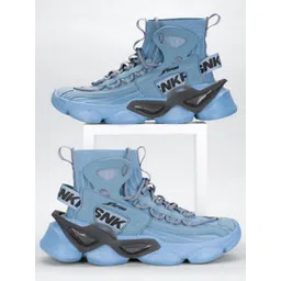 Atom Men Textured Round Toe Flyknit Mid-Top Mesh Sneakers-picture-27