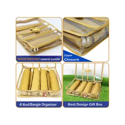 atorakushon Gold-Toned Solid Bangle Organizer Jewellery Storage Box image 3