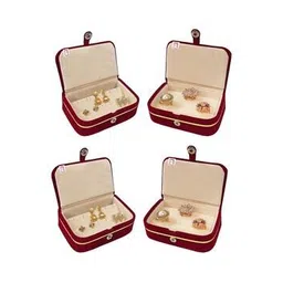 atorakushon Pack Of 4 Jewellery Storage Box Ring Earring Travelling Organisers Case-picture-38
