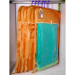 atorakushon Set Of 3 Gold-Toned Solid Non-Woven Saree Organisers-picture-12