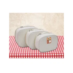 atorakushon Set of 3 Off White Printed Vanity Organiser-picture-38