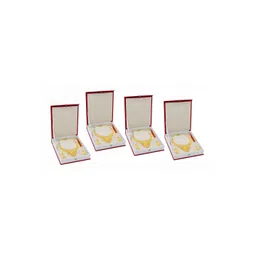 atorakushon Set of 4 Cream Coloured & Maroon Solid Necklace Jewellery Storage Box-picture-14