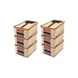 atorakushon Set Of 6 Beige & Brown Solid Wardrobe Organiser-image-26