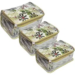 atorakushon Fabric Cosmetic Organizer Jewellery Makeup Kit Toiletry Folder Bag (Multicolour) Set of 3-image-35