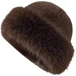 atorse Winter Faux Fur Hat For Women Warm Cossack Russian Hat For Ski Walking Brown-picture-37